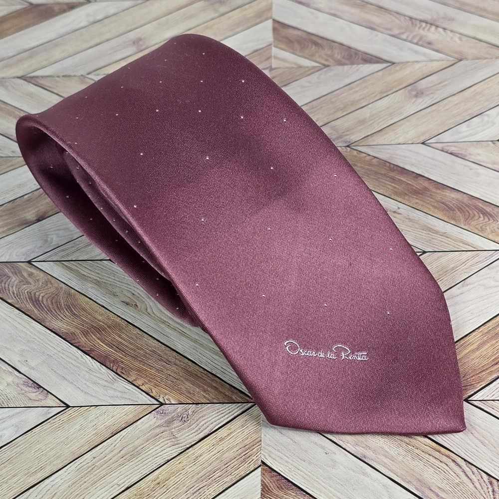 Oscar De La Renta Men Designer Neckties Pink Mauve Jacquard EUC